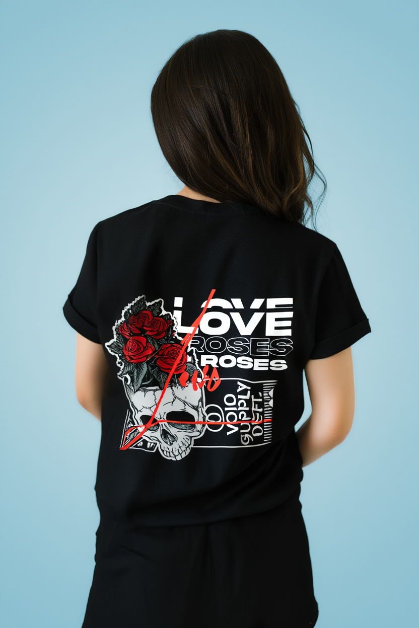 VOID SUPPLY DEPT – Love Over Roses Graphic Tee (Black Streetwear Edition)